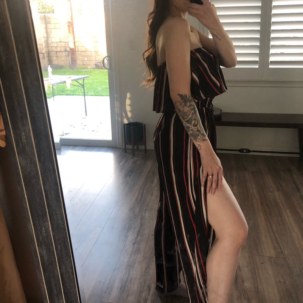 Hers and Mine High Slit Off Shoulder Jumpsuit